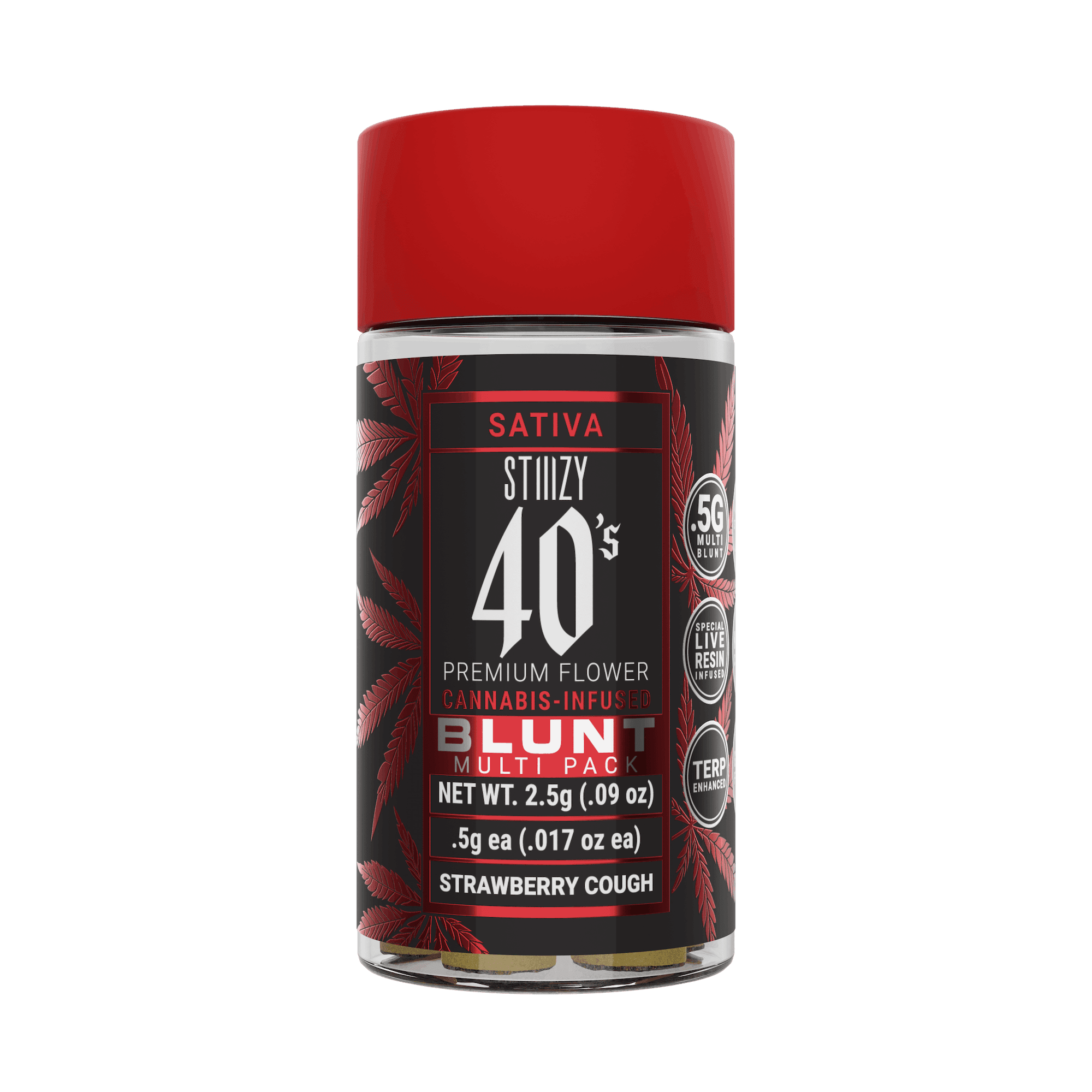 STIIIZY - Strawberry Cough Infused 40's Mini Blunt 5pk - 2.5g - Preroll