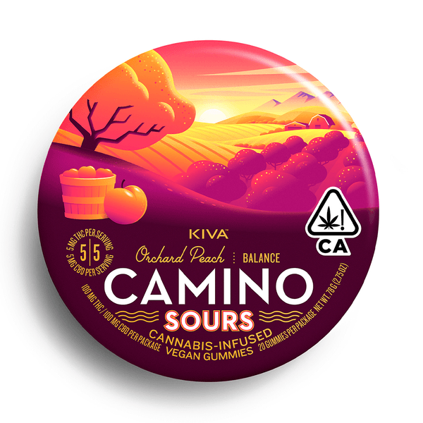 KIVA - Sour Orchard Peach 1:1 THC/CBD Camino Gummies - 100/100mg - Edible