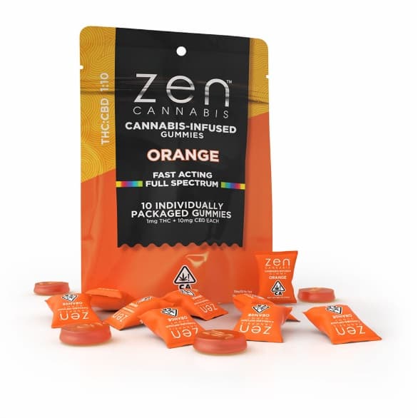 ZEN - Orange 1:10 CBD Gummies - 10/100mg - Edible
