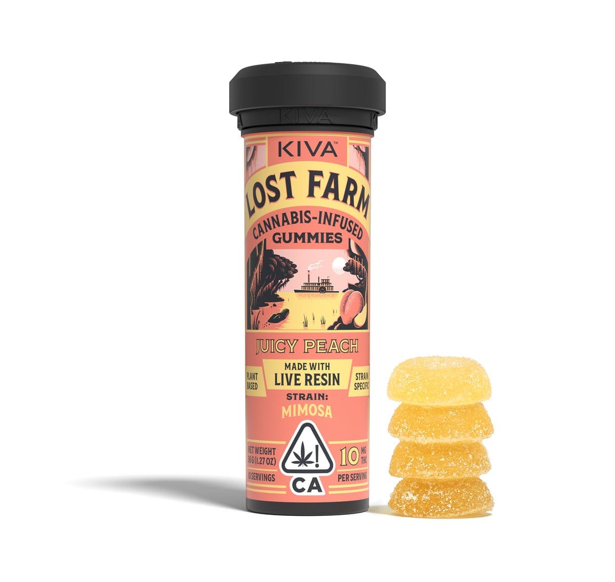 KIVA - Juicy Peach Mimosa Lost Farm Resin Gummies - 100mg - Edible