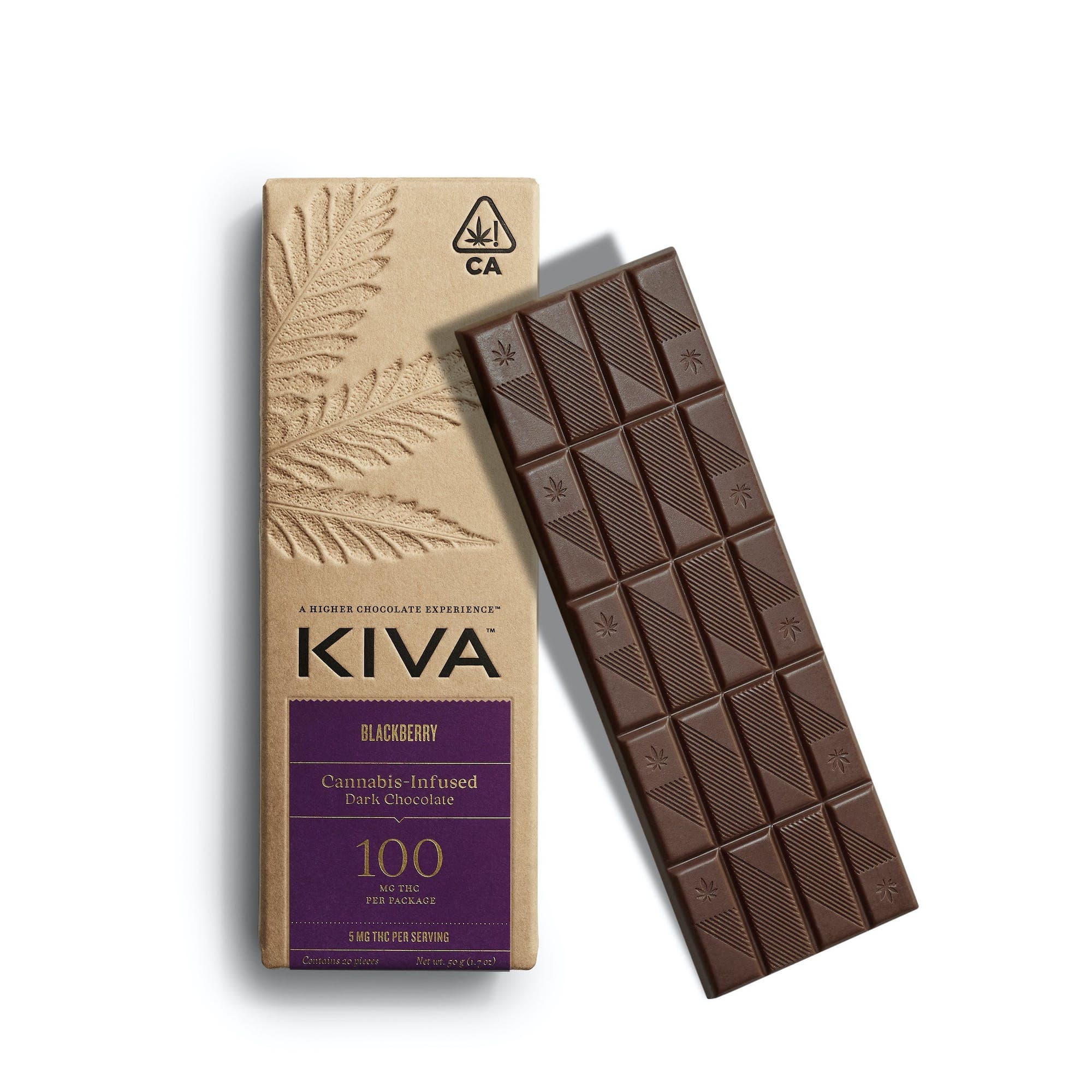 KIVA - Blackberry Dark Chocolate Bar - 100mg - Edible