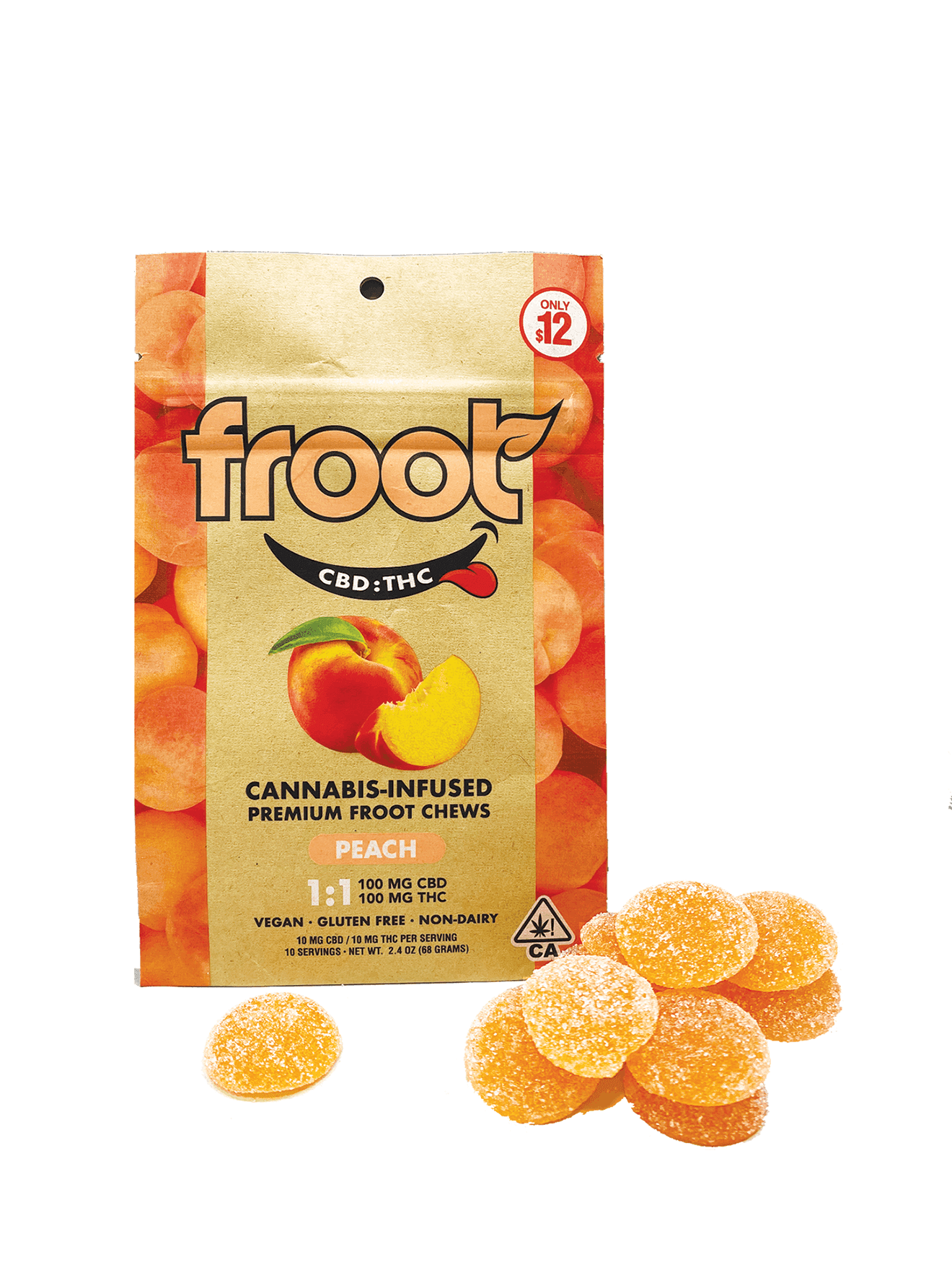 FROOT - Peach 1:1 Gummies CBD/THC - 100mg/100mg - Edible