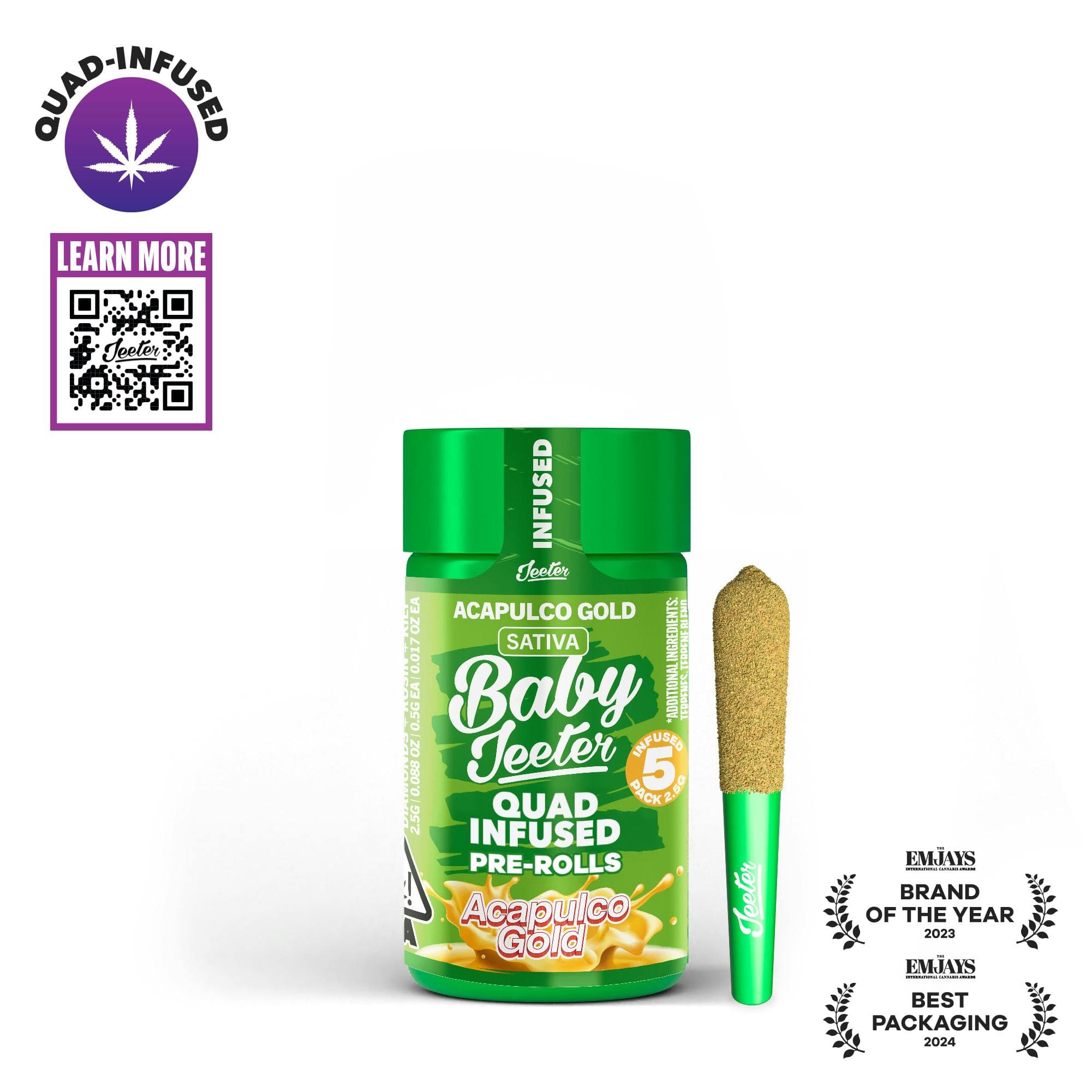 JEETER - Baby Jeeter Acapulco Gold Quad-Infused - 2.5g - Preroll