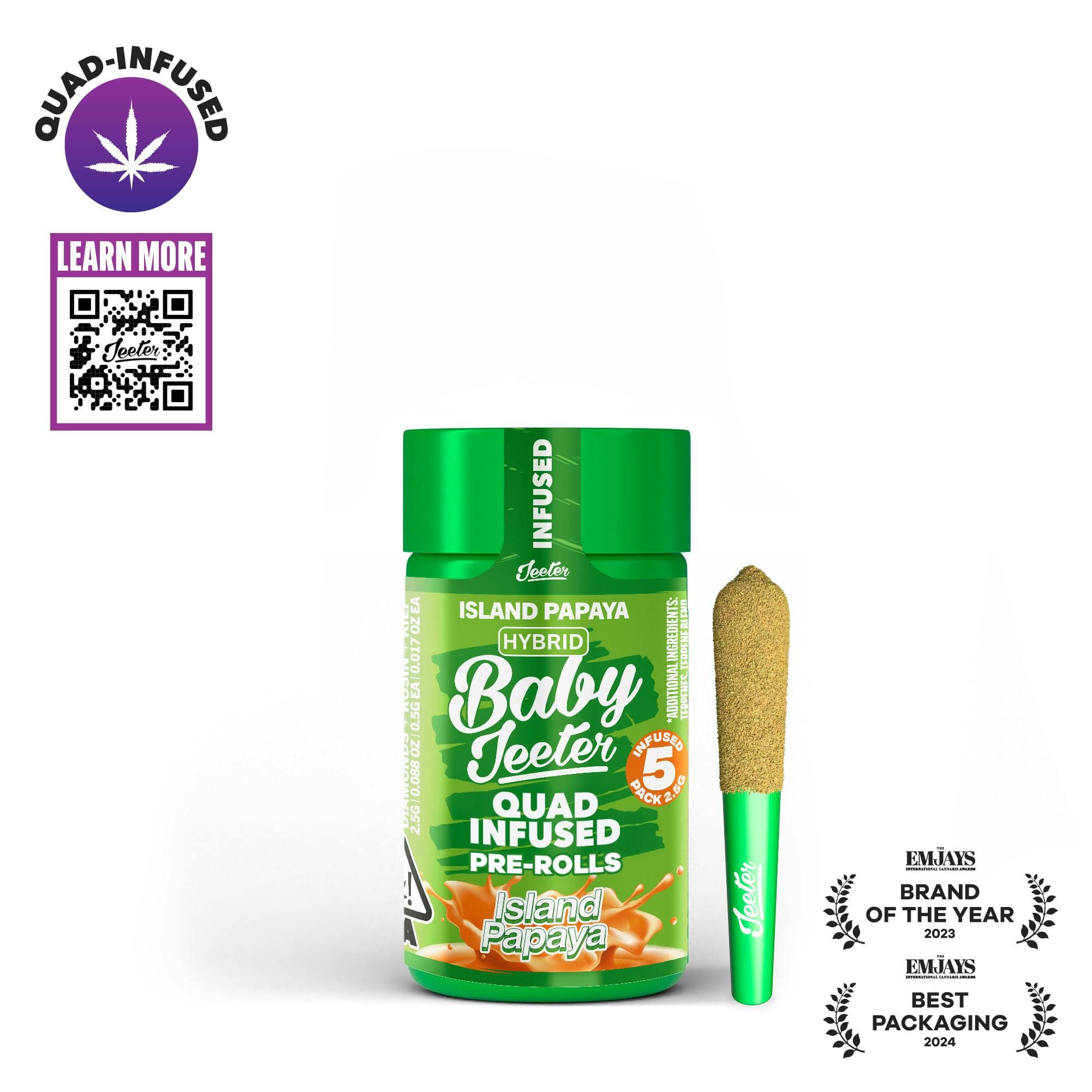 JEETER - Baby Jeeter Island Papaya Quad-Infused - 2.5g - Preroll